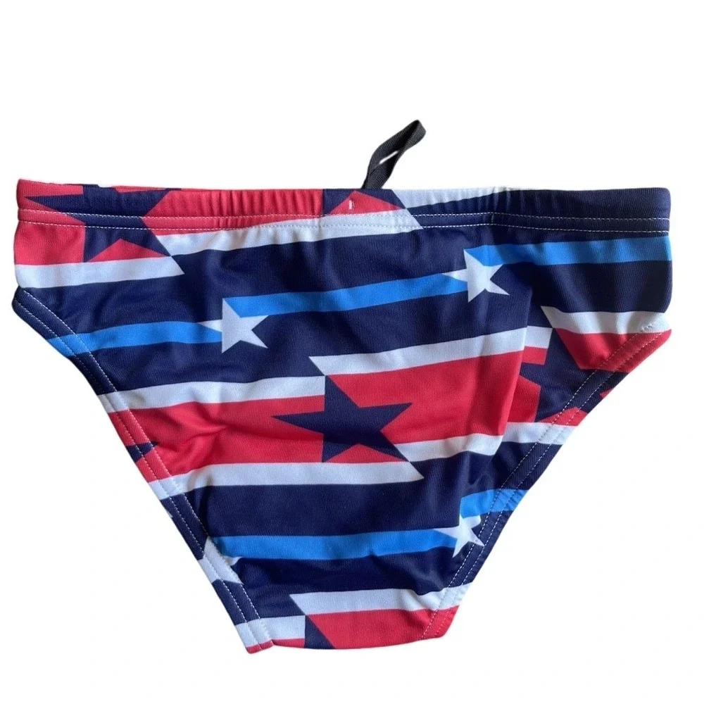 Speedo Eco Endurance Rad White & Blue Patriotic USA Stars Men Swim Brief 28 NWT